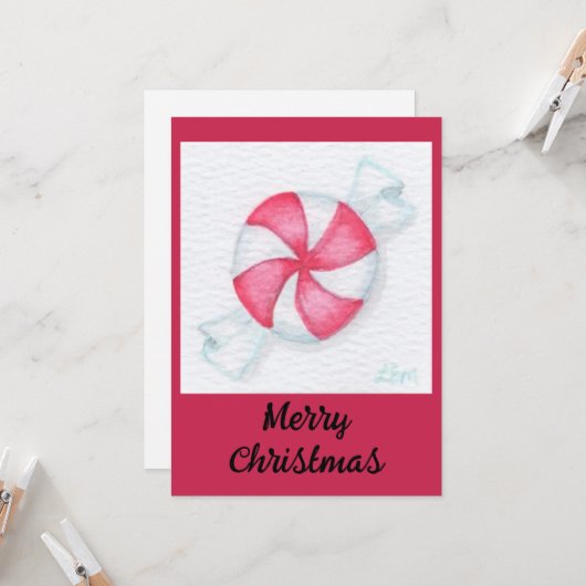 Peppermenthe Cartes de Noël (Devant/Arrière en situation)