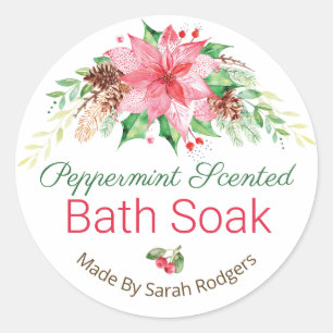 Péppermenthe de Noël Parfumé Bain Soak Étiquettes