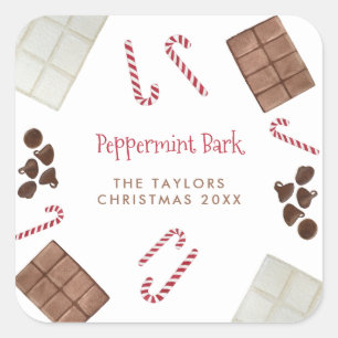 Peppermint Bark Recipe Kit Holiday Gift Vierkante Sticker