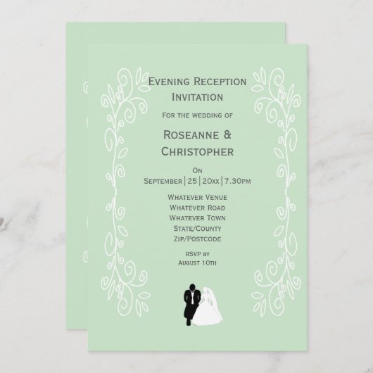 Peppermint bruid en bruidegom bruiloft receptie kaart (Voorkant / Achterkant)