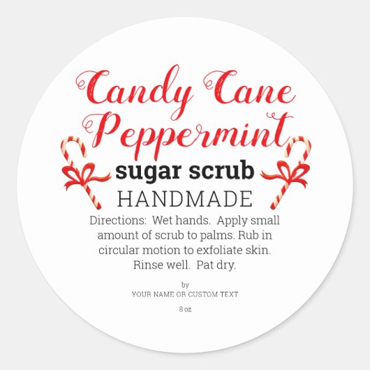 Peppermint Candy Cane Homemade Sugar Scrub Custom Ronde Sticker (Voorkant)