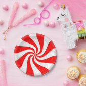 Peppermint Candy Cane Patroon Papieren Bordje (Feest)