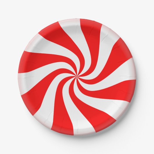 Peppermint Candy Cane Patroon Papieren Bordje (Voorkant)
