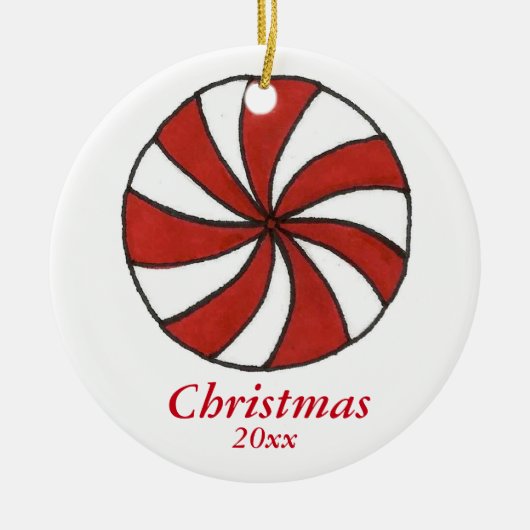 Peppermint Candy Cane Starlight Mint Kerstmis Keramisch Ornament (Voorkant)