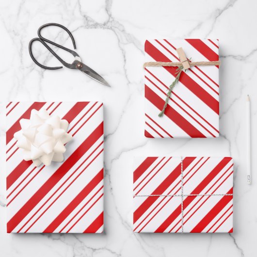 Peppermint Candy Cane Striped  Inpakpapier Vel (Voorkant)