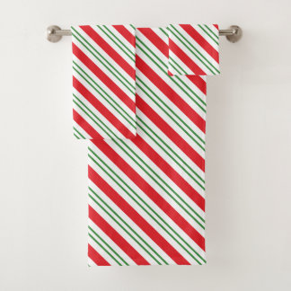 Peppermint Candy Cane Stripes Pattern (rood/groen) Bad Handdoek