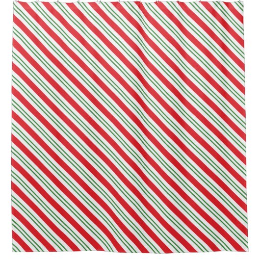 Peppermint Candy Cane Stripes Pattern (rood/groen) Douchegordijn (Voorkant)