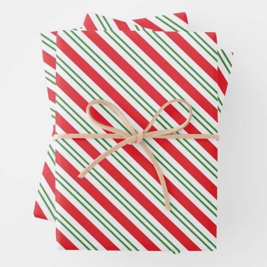 Peppermint Candy Cane Stripes Pattern (rood/groen) Inpakpapier Vel (In situ)
