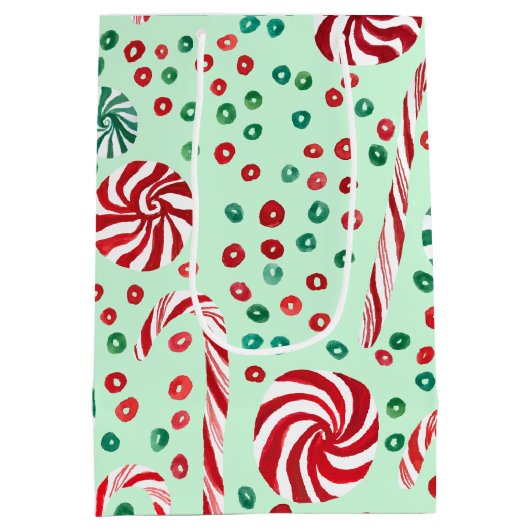Peppermint Candy Canes Cozy Winter Holiday Medium Cadeauzakje (Achterkant)
