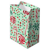 Peppermint Candy Canes Cozy Winter Holiday Medium Cadeauzakje (Achterkant Gekanteld)