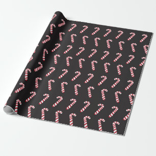 Peppermint Candy Canes op Black Cadeaupapier