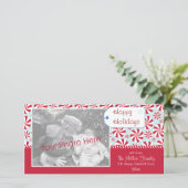 Peppermint Candy Red and Blue Holiday Personalized Feestdagenkaart (Staand voorkant)