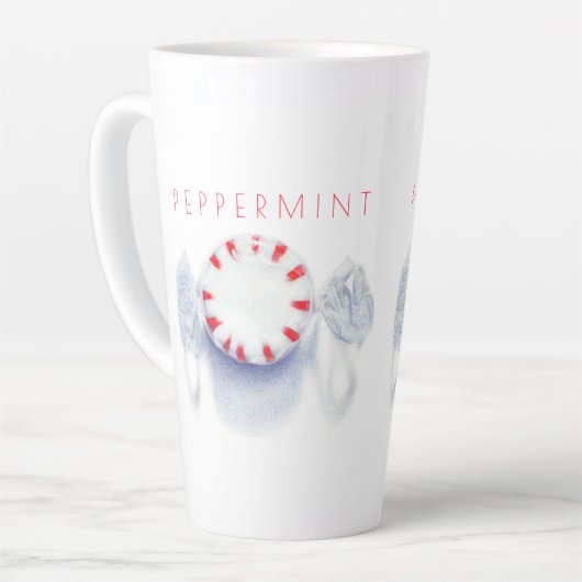 PEPPERMINT CANDY Tall Latte Mug + Texte (Angle gauche)
