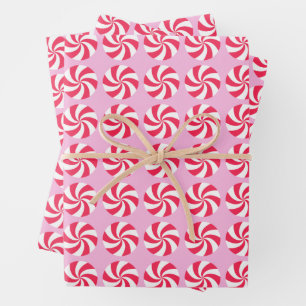 Peppermint Christmas Pink Inpakpapier Vel