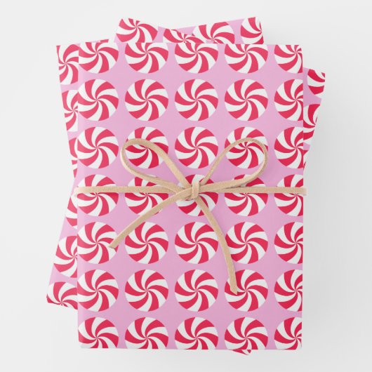 Peppermint Christmas Pink Inpakpapier Vel (In situ)