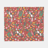 Peppermint Dreams Snoopy Snoep Pattern Fleece Deken (Voorkant (Horizontaal))