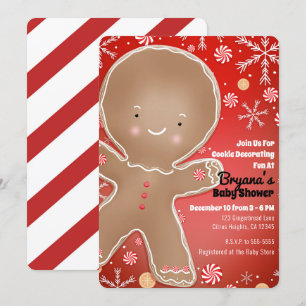 Peppermint Gingerbrood Man Holiday Baby shower Kaart