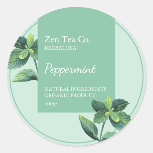 Peppermint Herbal Tea Zakelijk Label (Voorkant)