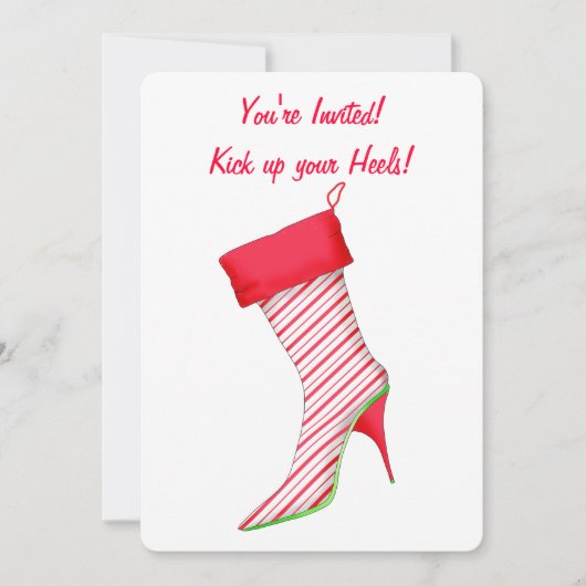 Peppermint High Hiel Stocking kerst Uitnodiging (Voorkant)