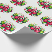 Peppermint Joy: Holiday Candy Character Cadeaupapier (Hoek)
