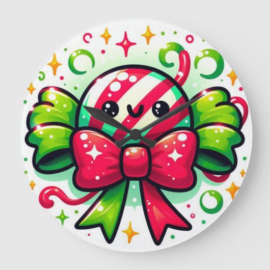 Peppermint Joy: Holiday Candy Character Grote Klok (Voorkant)