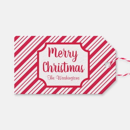 Peppermint Kerst Gift Tags Cadeaulabel (Voorkant (Horizontaal))