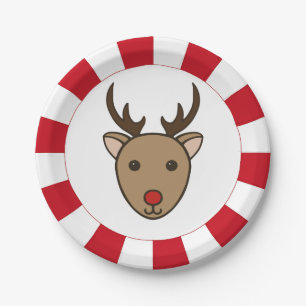 Peppermint Kerst Reindeer Feest Papieren Borden Bordje