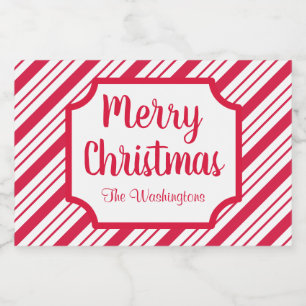 Peppermint-kerstcadeaulabel voor dranken voedselcontainer etiket