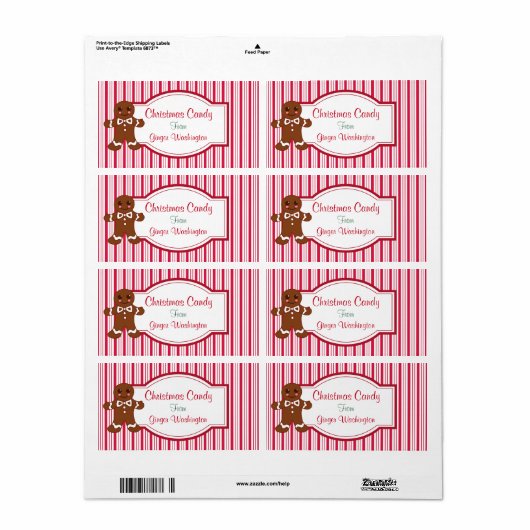 Peppermint-kerstSnoep cadeaubonlabels voor Labels (Full Sheet)