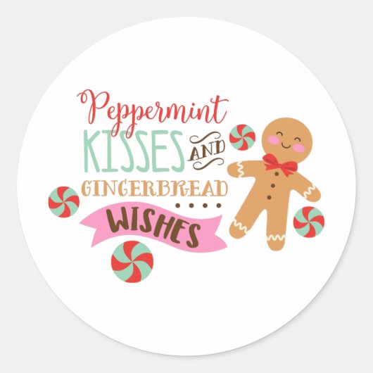 Peppermint Kisses Ronde Sticker (Voorkant)