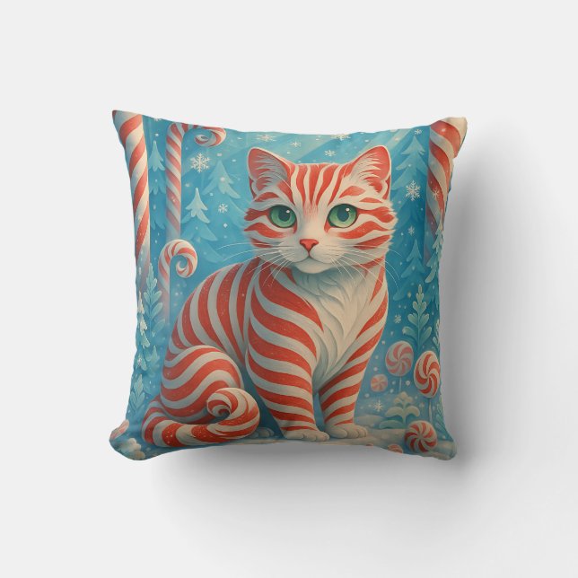 Peppermint Kitten - Candy Cane Forest Pillow Kussen (Voorkant)