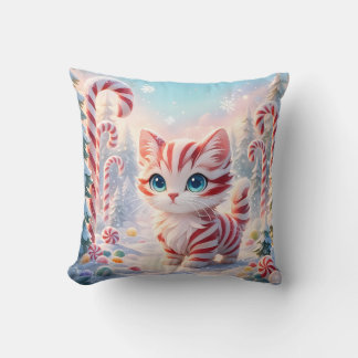 Peppermint Kitten - Candy Cane Forest Pillow Kussen
