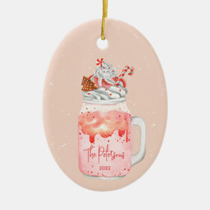 Peppermint Milkshake Kerstfeestdag keramische orn Keramisch Ornament