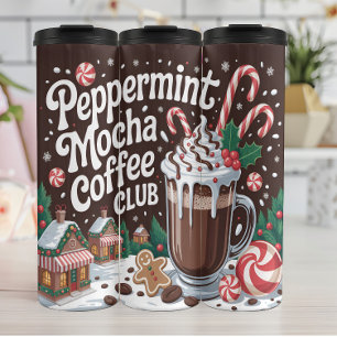 Peppermint Mocha Coffee Club Illustratie Thermosbeker