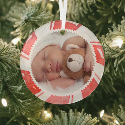 Peppermint Photo-Lijst | Kerstfeestdag Glas Ornament (Insitu)