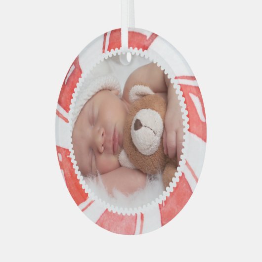 Peppermint Photo-Lijst | Kerstfeestdag Glas Ornament (Voorkant links)