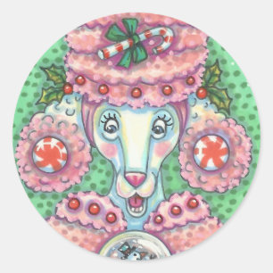 PEPPERMINT PINK POODERS, CHRISTMAS CHIENS STICKERS