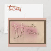 Peppermint Pink Vintage Kerstmis Briefkaart (Voorkant / Achterkant)