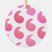 Peppermint roze paisley op wit keramisch ornament (Voorkant)