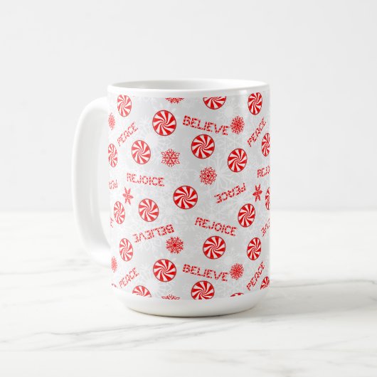 Peppermint snoep en inspirerend woorden koffiemok (Voorkant links)