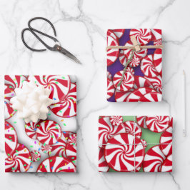 Peppermint Snoep Kerstmis Inpakpapier Vel