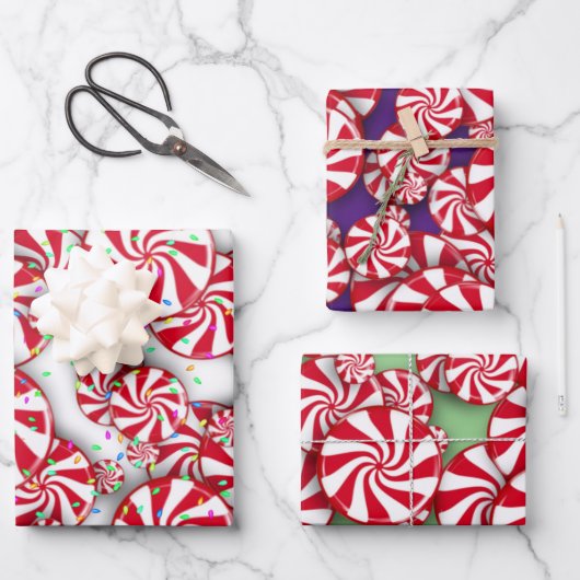 Peppermint Snoep Kerstmis Inpakpapier Vel (Voorkant)