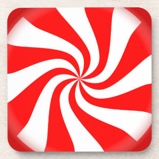 Peppermint Snoep kerstset van 6 kurk Onderzetters