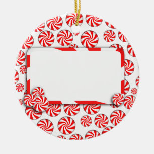Peppermint-Snoep met Label Keramisch Ornament