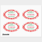 Peppermint Snoep Patroon Editable Oval Sticker (Vel)