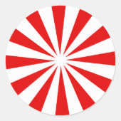 Peppermint Snoep Red White Stripe Ronde Sticker (Voorkant)