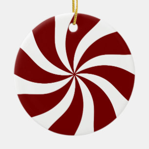 Peppermint Snoep Swirl Red en White Keramisch Ornament