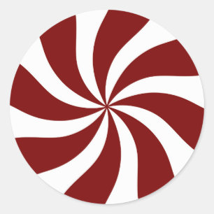 Peppermint Snoep Swirl Red en White Ronde Sticker