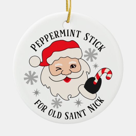 Peppermint Stick for Old Saint Nick Keramisch Ornament (Voorkant)