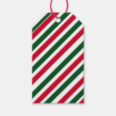 Peppermint Stick Stripes in Red, Green, and White Cadeaulabel (Voorkant)